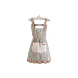 Straps Canvas Floral Princess Dress with Towel Pocket in Green