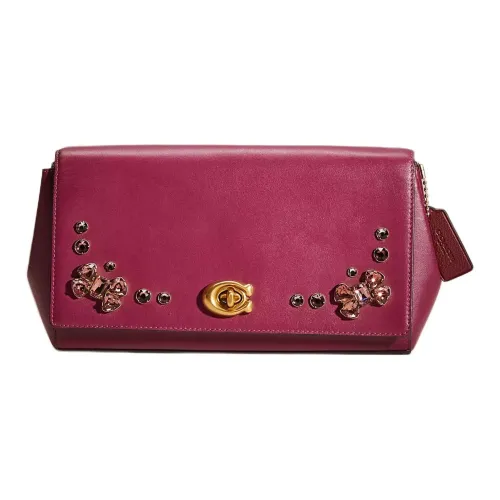 COACH Alexa Premium Calfskin Clutch Large Size Women's Deep Raspberry