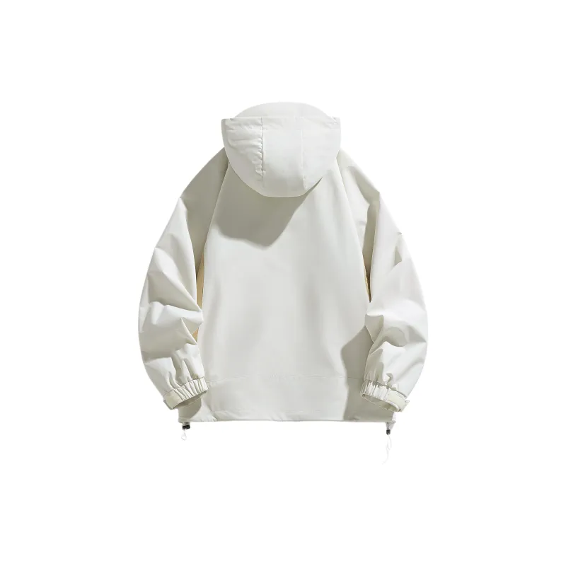 Yalu Water Resistant Windproof UV Protection Breathable Wear Resistant Windbreaker Jacket Unisex Beige Apricot-3
