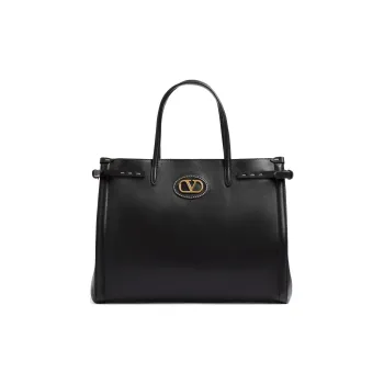 Valentino Cow Leather Tote Bag, Shopping Bag, Shoulder Bag, Crossbody Bag, Handbag Medium Size Women's Black
