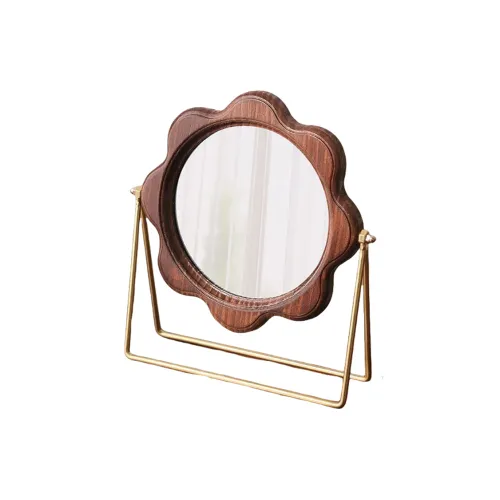 Glitter Premium Desktop Make-Up Mirrors Minimalist Style Vintage Portable Wooden Comb Set