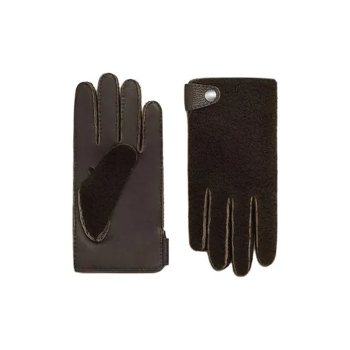 HERMES Sheepskin Gloves Men's Brown