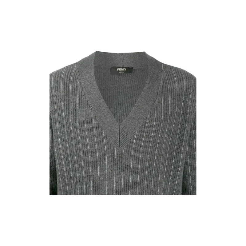 FENDI Cashmere Sweaters Men Gray-4