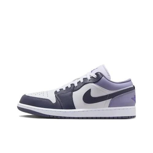 Jordan Air Jordan 1 Anti Slip Wear Resistant Low Top Vintage Basketball Shoes Men's Purple White