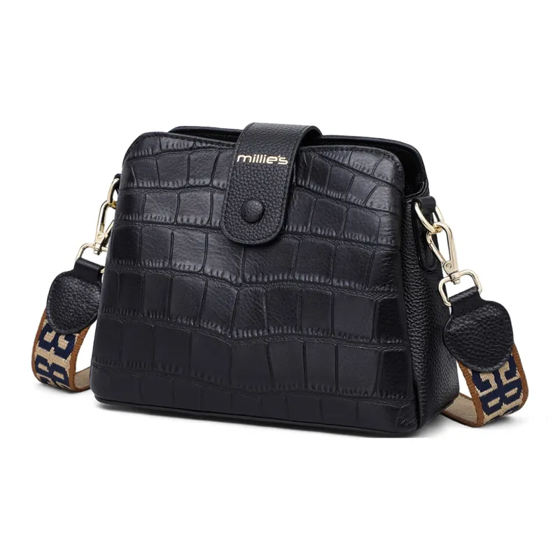 MILLIE'S Cow Leather Underarm Shoulder Bag, Crossbody Bag Women's Black-2