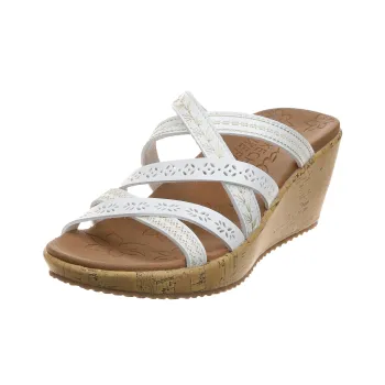 Skechers Cali Beverlee Slip-Resistant Abrasion-Resistant Slide Slippers Women's White Loose Fit