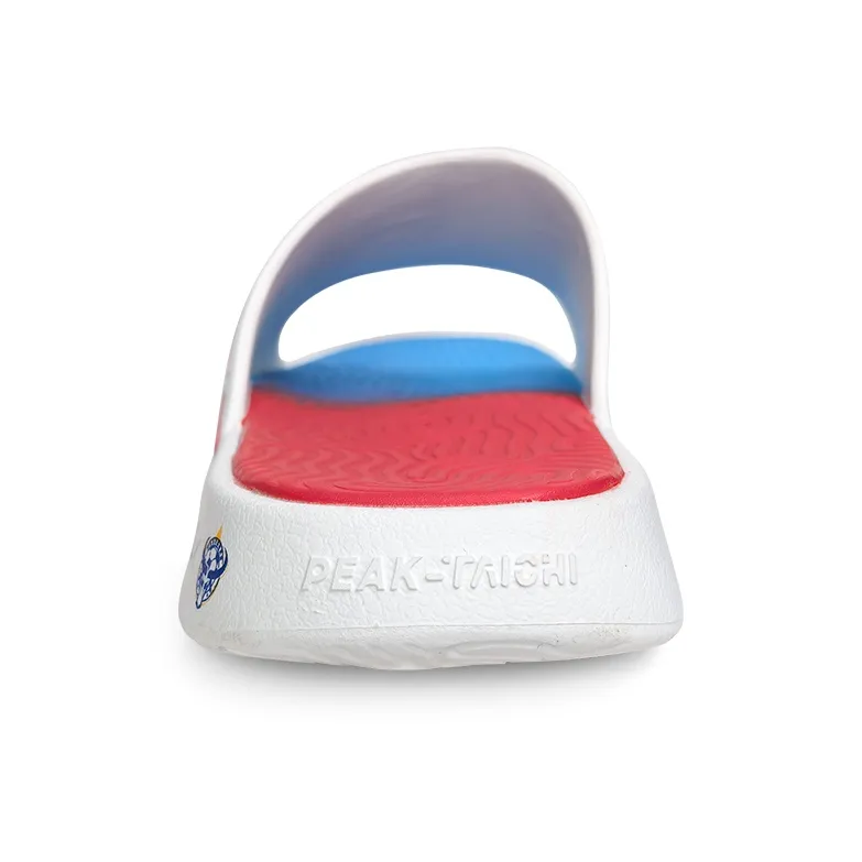 PEAK Slide Slippers Men's White Blue Red-4