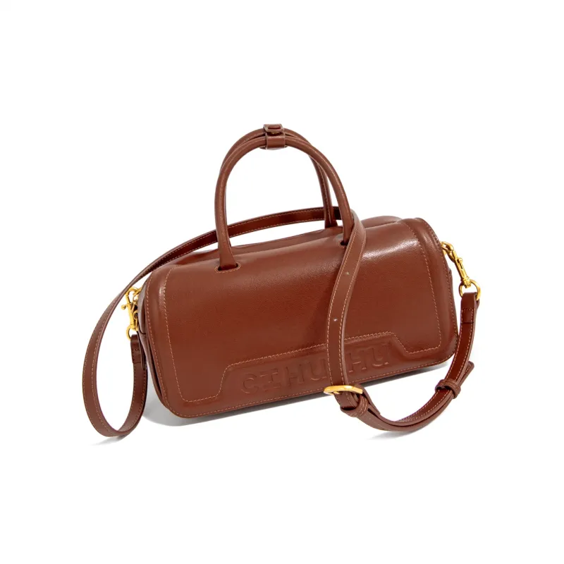 Cthulhu Cow Leather Handbag Medium Size Women's Brown-3