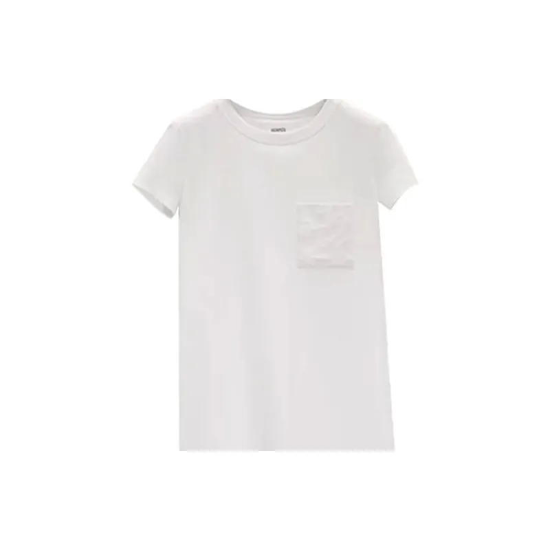 HERMES Short Sleeved Dresses Women's White-3