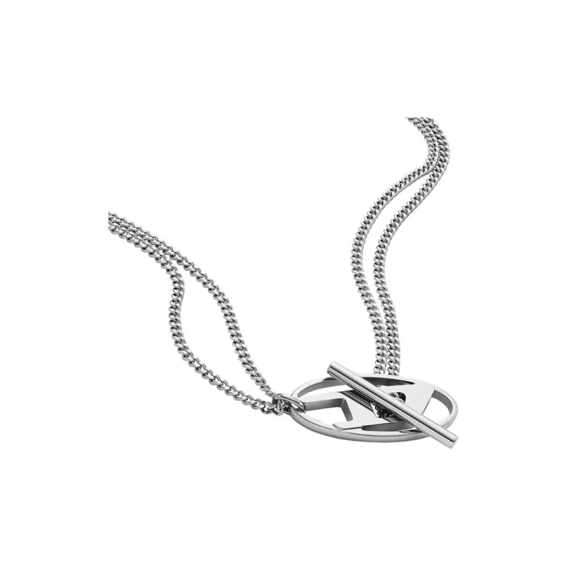 DIESEL Oval D-plaque Necklace-2