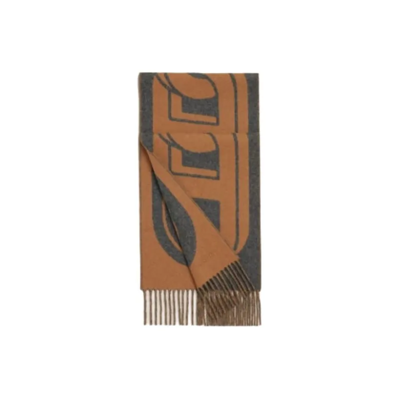 HERMES Cashmere Knit Scarves Men's Brown-0