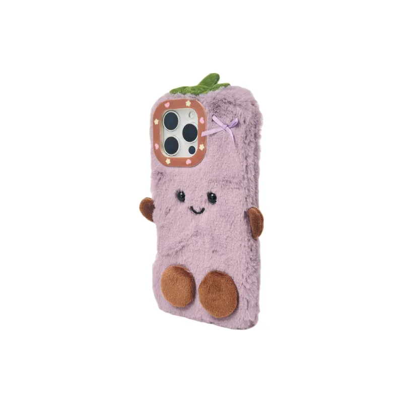 Wei Xin Plush Material Plush Snowman Eggplant Phone Cases Compatible With IPhone 16/15 Pro Max/Apple 13/14 Pro/Max-6