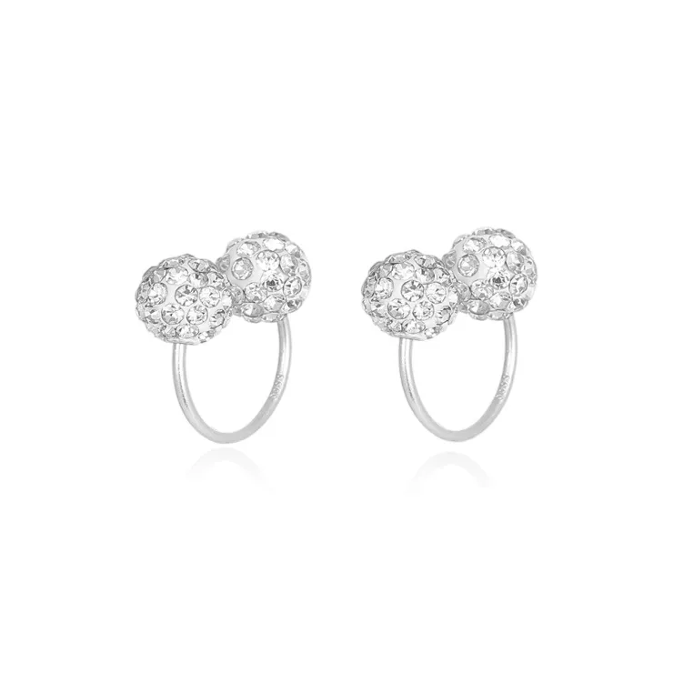 Shiban S999 Silver/zircon Clip On Earrings Unisex-1