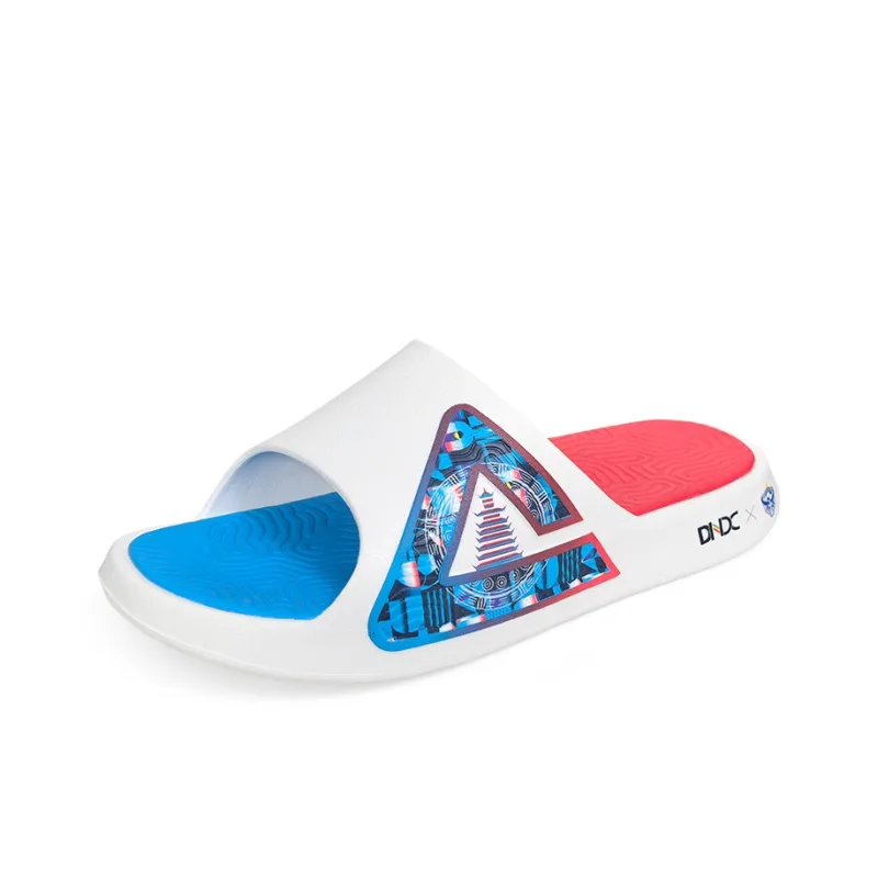 PEAK Slide Slippers Men's White Blue Red-2