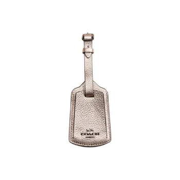 COACH Pebble Leather Luggage Label Bag Accessory Mini Unisex Platinum