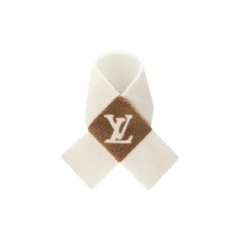 LOUIS VUITTON Sheared Wool Knit Scarves Women's White