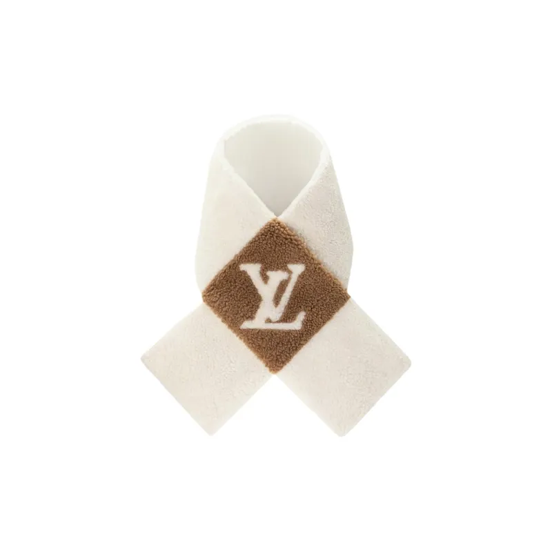 LOUIS VUITTON Sheared Wool Knit Scarves Women's White-0