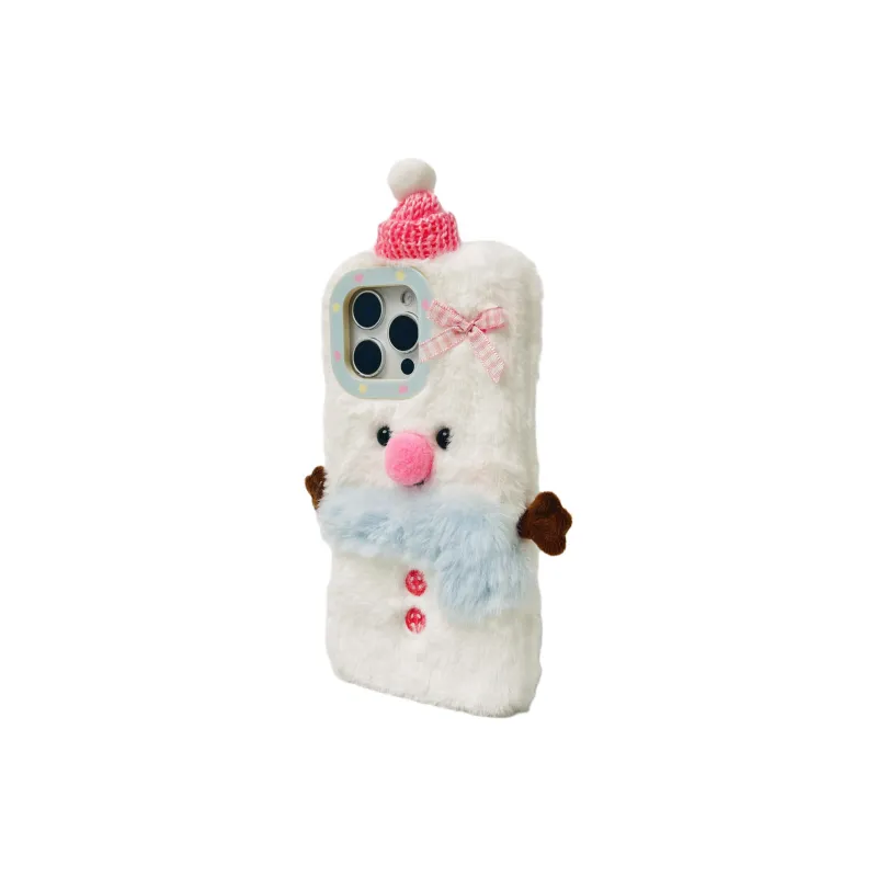 Wei Xin Plush Material Plush Snowman Eggplant Phone Cases Compatible With IPhone 16/15 Pro Max/Apple 13/14 Pro/Max-2