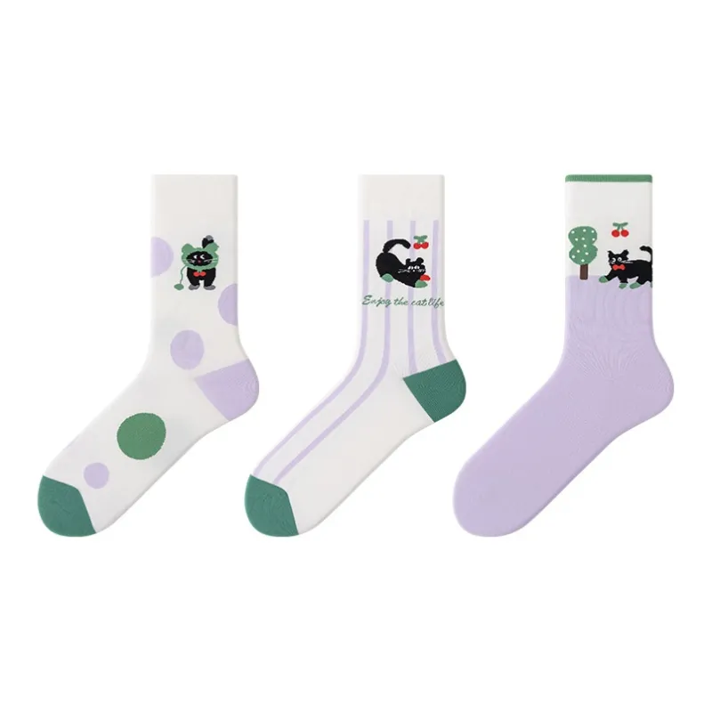 MIIOW Mid Calf Socks Unisex 3 Pack-3