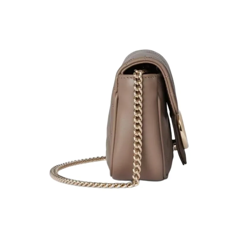 GUCCI GG Marmont Leather Shoulder Bag Mini Women's Taupe-1