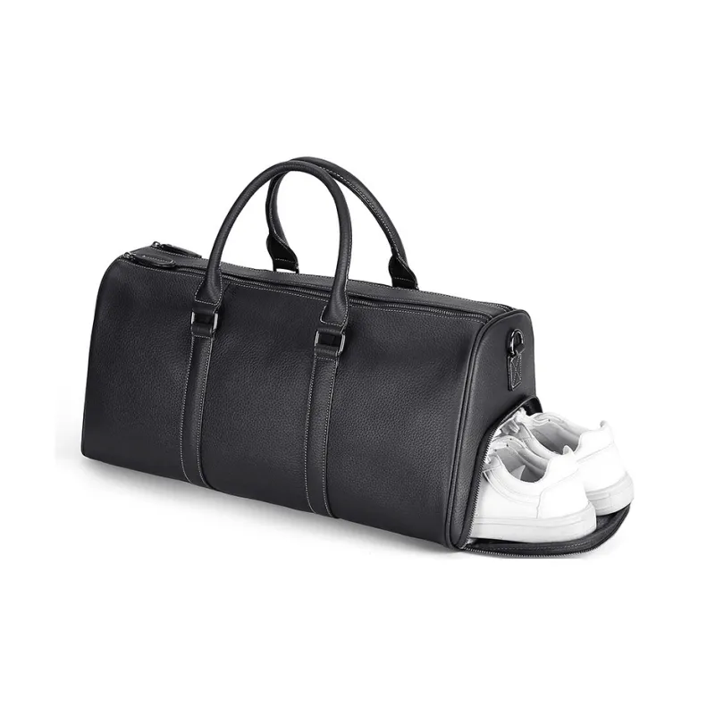 DOSRFINI Cow Leather Travel Bag Large Size Men's Black-1