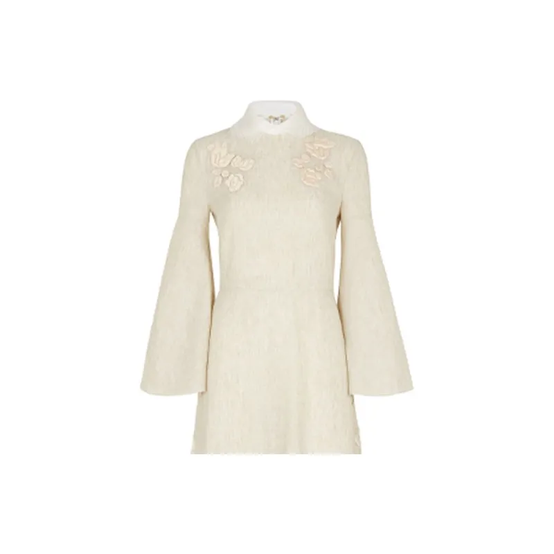 FENDI FW21 Long-Sleeved Dresses Women's Beige-4