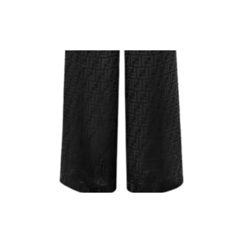 FENDI Monogram-print Silk Trousers-4