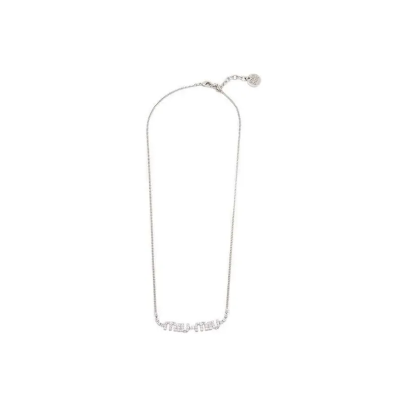 MIU MIU Crystal Metal Necklaces Women's Silver-1