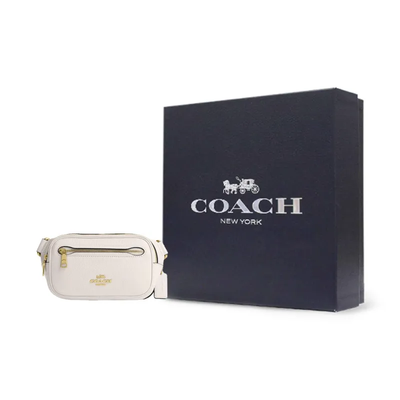 COACH Pebbled Leather Sling Bag, One Shoulder, Crossbody, Fanny Pack Mini Women's White-5