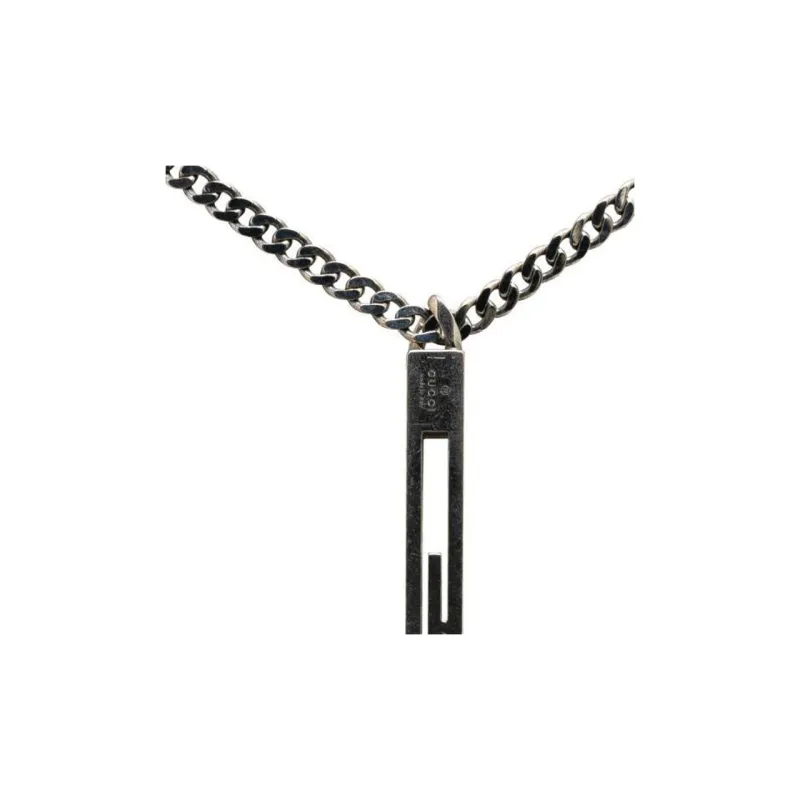 GUCCI 2000-2015 Sterling G Bar Pendant Costume Necklace-2