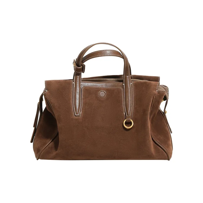 H YXIANG Microfiber Synthetic Leather Handbag Shoulder Bag Small Size Large Size Women's Brown-1