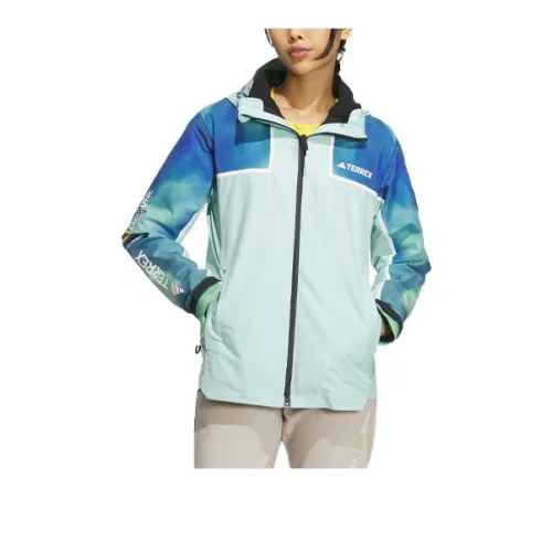 Adidas x National Geographic Waterproof And Windproof Windbreaker Jacket Women's Cyan