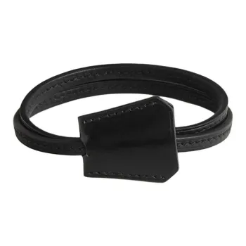 HERMES Calfskin Stainless Steel Bracelets Men's Black