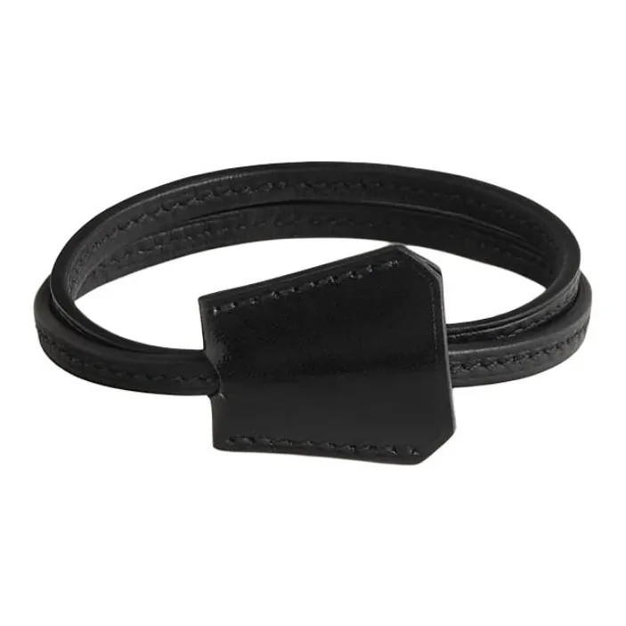 HERMES Calfskin Stainless Steel Bracelets Men's Black-0