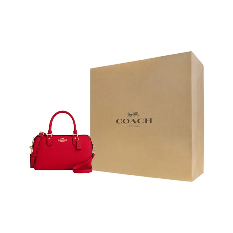 COACH Rowan Litchi Grain Leather Shoulder Bag, Crossbody Bag, Handbag Medium Size Women's Red-5