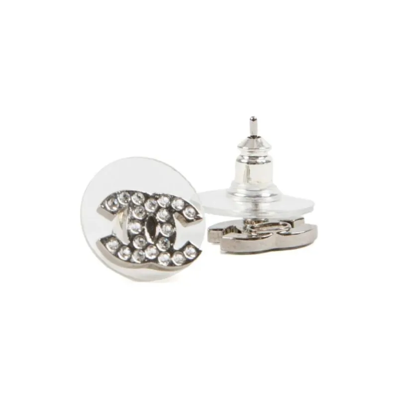 CHANEL 2010s Interlocking Cc Stud Earrings-1