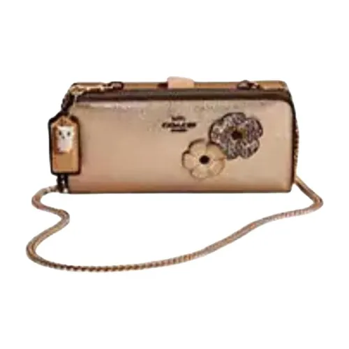 COACH Refined Calfskin Crossbody Bag Trumpets Women's Dark Bronze With Beech Wood