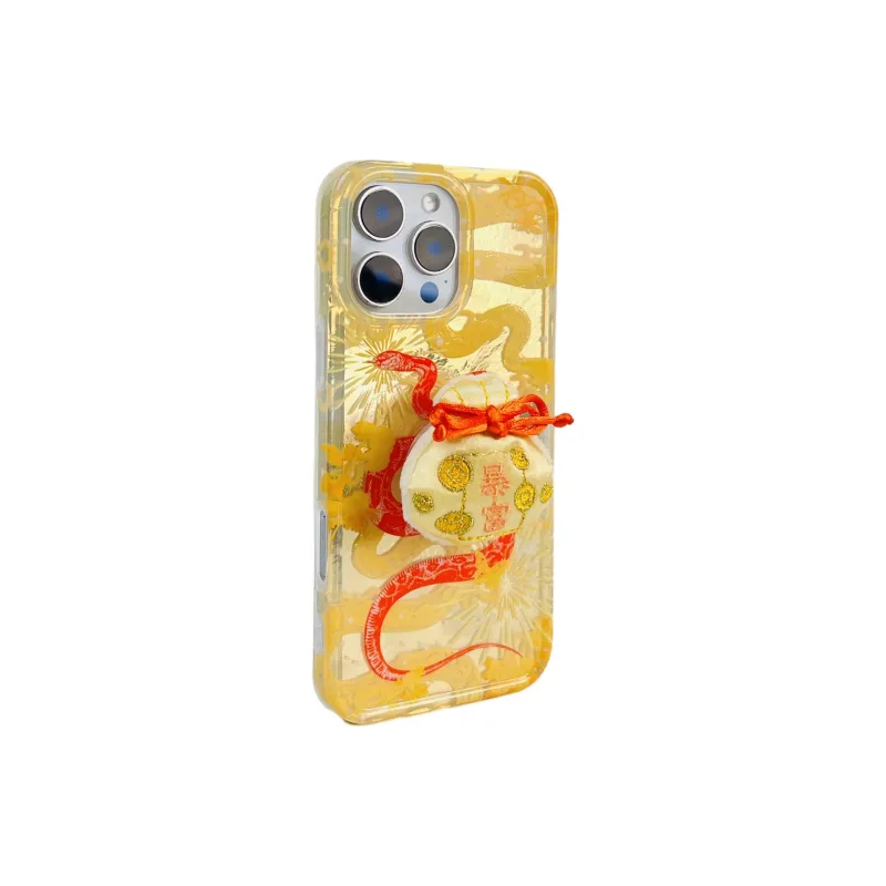 Wei Xin Acrylic Material Snake Year Charm Stand Phone Cases Compatible With IPhone 16/15 Pro Max/Apple 13/14 Pro/Max-9
