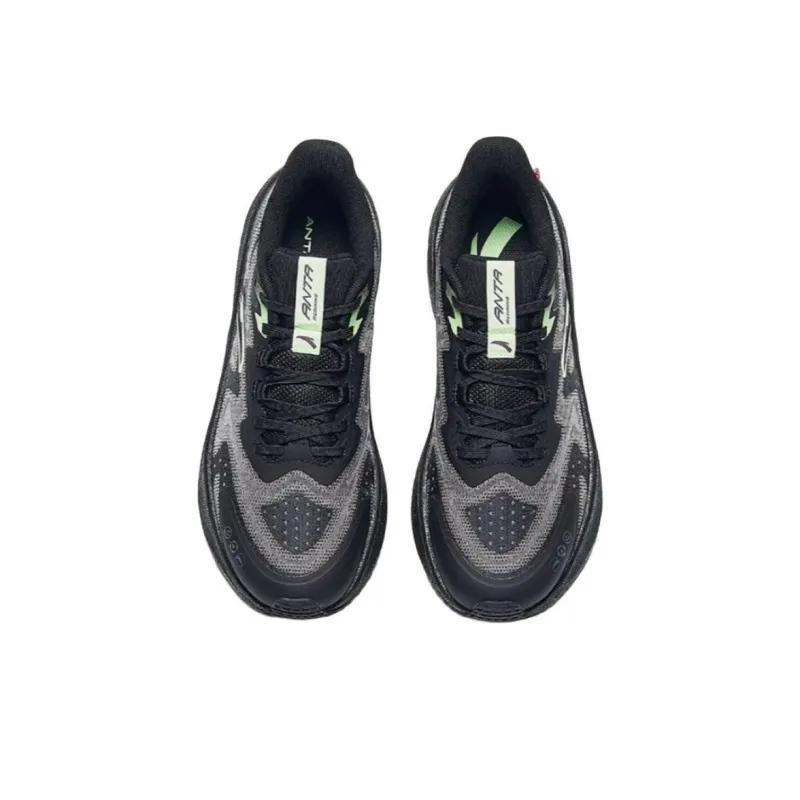 Anta Anti Slip Wear Resistant Low Top Running Shoes Men's Black Gray Green-4