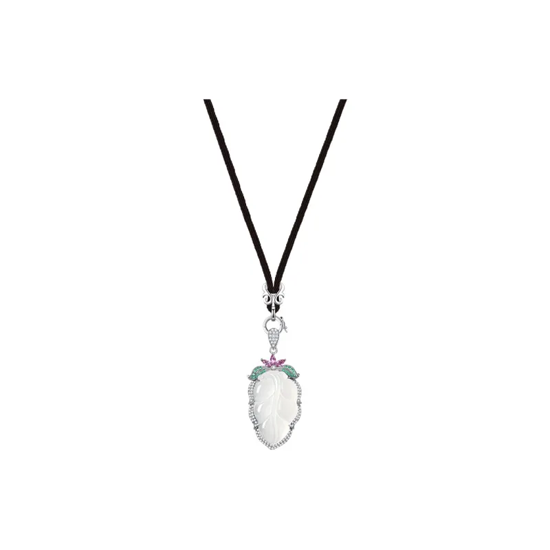 Heart Grass Chalcedony Jade Necklaces Women's-0
