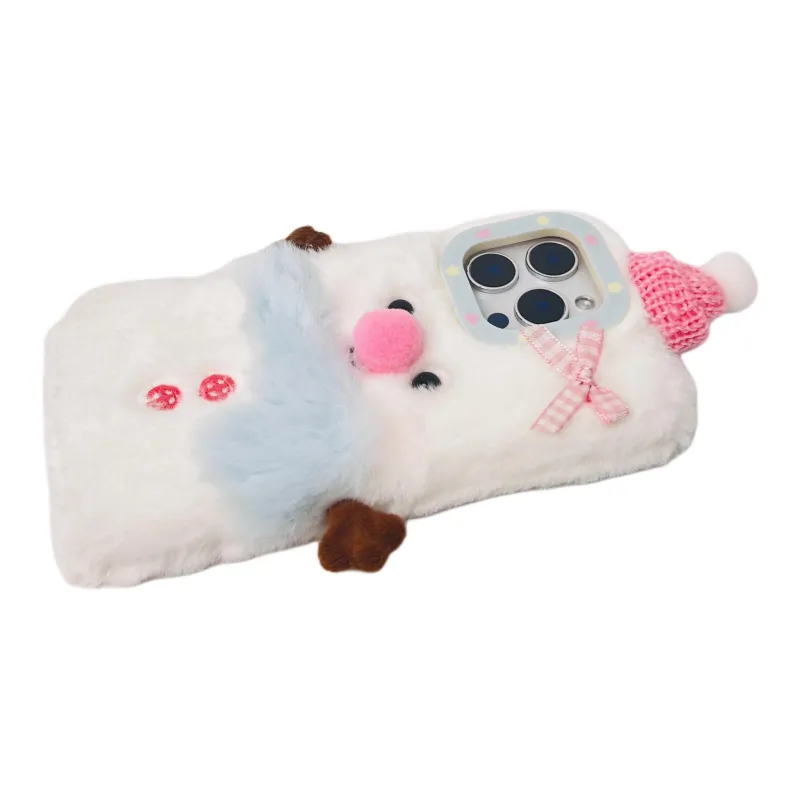 Wei Xin Plush Material Plush Snowman Eggplant Phone Cases Compatible With IPhone 16/15 Pro Max/Apple 13/14 Pro/Max-3