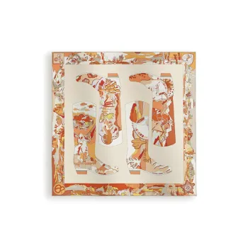 HERMES Silk Scarves Women's Orange/Blue