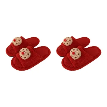 Thin Strips Cotton Slippers Unisex, Red