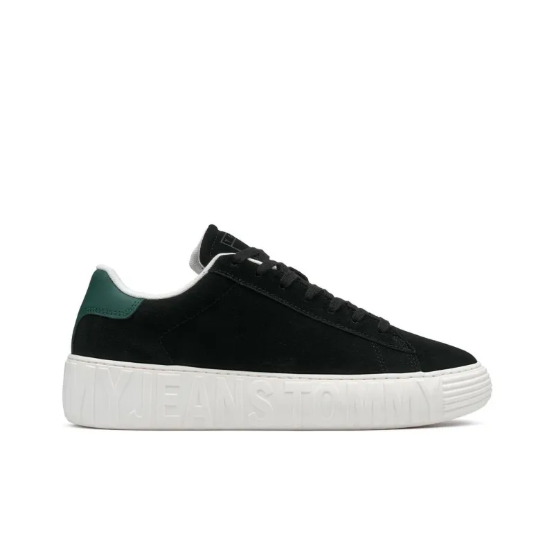 Tommy Hilfiger Tjm Suede Outsole Abrasion Resistant Low Top Skateboard Shoes Men's Black-1