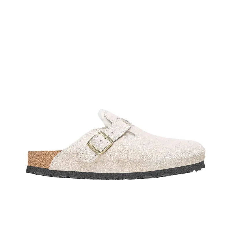 Birkenstock Boston Shearling EVA Abrasion Resistant Closed Toe Slippers Women's White Narrow-1