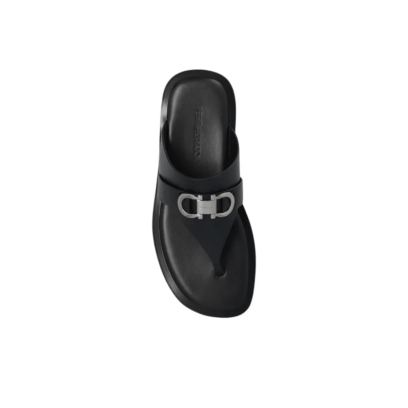 FERRAGAMO Gancini-plaque Leather Sandals-3