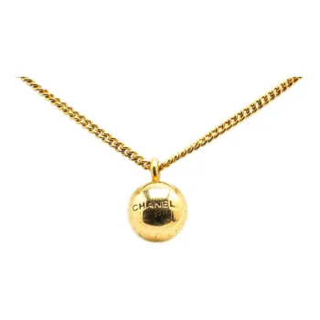 CHANEL 1998 Plated Sphere Charm Pendant Costume Necklace