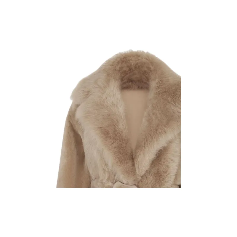 FENDI FW24 Velvet feel Coat Women's Beige-3