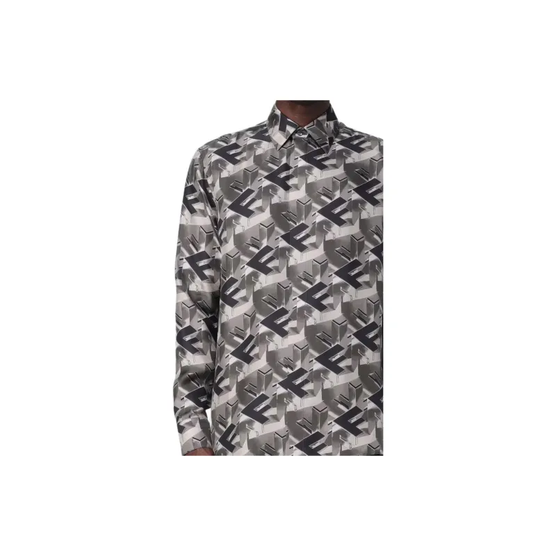 FENDI Monogram-print Silk Shirt-4