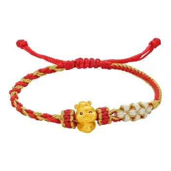 ZHOU LIU FU Priced Chinese Zodiac Snake Collection Red Solid Gold Priced In Gram Gold Bracelet Women's